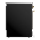 ILVE Majestic III 30-Inch Induction Range with 4 Induction Elements and Solid Door Electric Oven in Glossy Black with Brass Trim (UMIB30QNR3BKG)