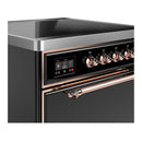 ILVE Majestic III 30-Inch Induction Range with 4 Induction Elements and Solid Door Electric Oven in Glossy Black with Copper Trim (UMIB30QNR3BKP)