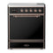ILVE Majestic III 30-Inch Induction Range with 4 Induction Elements and Solid Door Electric Oven in Glossy Black with Copper Trim (UMIB30QNR3BKP)