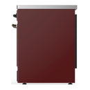 ILVE Majestic III 30-Inch Induction Range with 4 Induction Elements and Solid Door Electric Oven in Burgundy with Burnished Trim (UMIB30QNR3BUB)