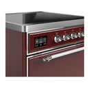 ILVE Majestic III 30-Inch Induction Range with 4 Induction Elements and Solid Door Electric Oven in Burgundy with Chrome Trim (UMIB30QNR3BUC)