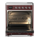 ILVE Majestic III 30-Inch Induction Range with 4 Induction Elements and Solid Door Electric Oven in Burgundy with Chrome Trim (UMIB30QNR3BUC)