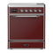 ILVE Majestic III 30-Inch Induction Range with 4 Induction Elements and Solid Door Electric Oven in Burgundy with Chrome Trim (UMIB30QNR3BUC)