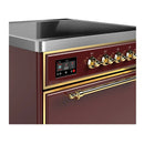 ILVE Majestic III 30-Inch Induction Range with 4 Induction Elements and Solid Door Electric Oven in Burgundy with Brass Trim (UMIB30QNR3BUG)