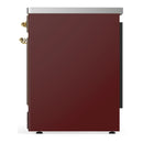 ILVE Majestic III 30-Inch Induction Range with 4 Induction Elements and Solid Door Electric Oven in Burgundy with Brass Trim (UMIB30QNR3BUG)