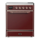 ILVE Majestic III 30-Inch Induction Range with 4 Induction Elements and Solid Door Electric Oven in Burgundy with Copper Trim (UMIB30QNR3BUP)