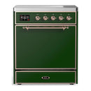 ILVE Majestic III 30-Inch Induction Range with 4 Induction Elements and Solid Door Electric Oven in Emerald Green with Copper Trim (UMIB30QNR3EGP)