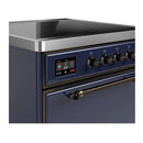 ILVE Majestic III 30-Inch Induction Range with 4 Induction Elements and Solid Door Electric Oven in Mightnight Blue with Burnished Trim (UMIB30QNR3MBB)