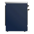 ILVE Majestic III 30-Inch Induction Range with 4 Induction Elements and Solid Door Electric Oven in Mightnight Blue with Burnished Trim (UMIB30QNR3MBB)
