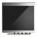 ILVE Majestic III 30-Inch Induction Range with 4 Induction Elements and Solid Door Electric Oven in Mightnight Blue with Burnished Trim (UMIB30QNR3MBB)