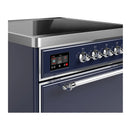 ILVE Majestic III 30-Inch Induction Range with 4 Induction Elements and Solid Door Electric Oven in Mightnight Blue with Chrome Trim (UMIB30QNR3MBC)