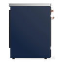 ILVE Majestic III 30-Inch Induction Range with 4 Induction Elements and Solid Door Electric Oven in Mightnight Blue with Copper Trim (UMIB30QNR3MBP)