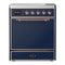 ILVE Majestic III 30-Inch Induction Range with 4 Induction Elements and Solid Door Electric Oven in Mightnight Blue with Copper Trim (UMIB30QNR3MBP)