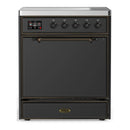 ILVE Majestic III 30-Inch Induction Range with 4 Induction Elements and Solid Door Electric Oven in Matte Graphite with Burnished Trim (UMIB30QNR3MGB)
