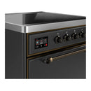 ILVE Majestic III 30-Inch Induction Range with 4 Induction Elements and Solid Door Electric Oven in Matte Graphite with Burnished Trim (UMIB30QNR3MGB)