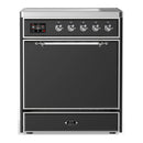 ILVE Majestic III 30-Inch Induction Range with 4 Induction Elements and Solid Door Electric Oven in Matte Graphite with Chrome Trim (UMIB30QNR3MGC)