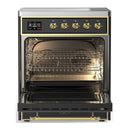 ILVE Majestic III 30-Inch Induction Range with 4 Induction Elements and Solid Door Electric Oven in Matte Graphite with Brass Trim (UMIB30QNR3MGG)