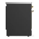 ILVE Majestic III 30-Inch Induction Range with 4 Induction Elements and Solid Door Electric Oven in Matte Graphite with Brass Trim (UMIB30QNR3MGG)