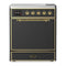 ILVE Majestic III 30-Inch Induction Range with 4 Induction Elements and Solid Door Electric Oven in Matte Graphite with Brass Trim (UMIB30QNR3MGG)