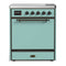 ILVE Majestic III 30-Inch Induction Range with 4 Induction Elements and Solid Door Electric Oven in Mediterranean Mint with Burnished Trim (UMIB30QNR3MMB)