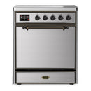 ILVE Majestic III 30-Inch Induction Range with 4 Induction Elements and Solid Door Electric Oven in Stainless Steel with Burnished Trim (UMIB30QNR3SSB)