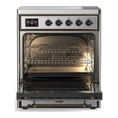 ILVE Majestic III 30-Inch Induction Range with 4 Induction Elements and Solid Door Electric Oven in Stainless Steel with Burnished Trim (UMIB30QNR3SSB)