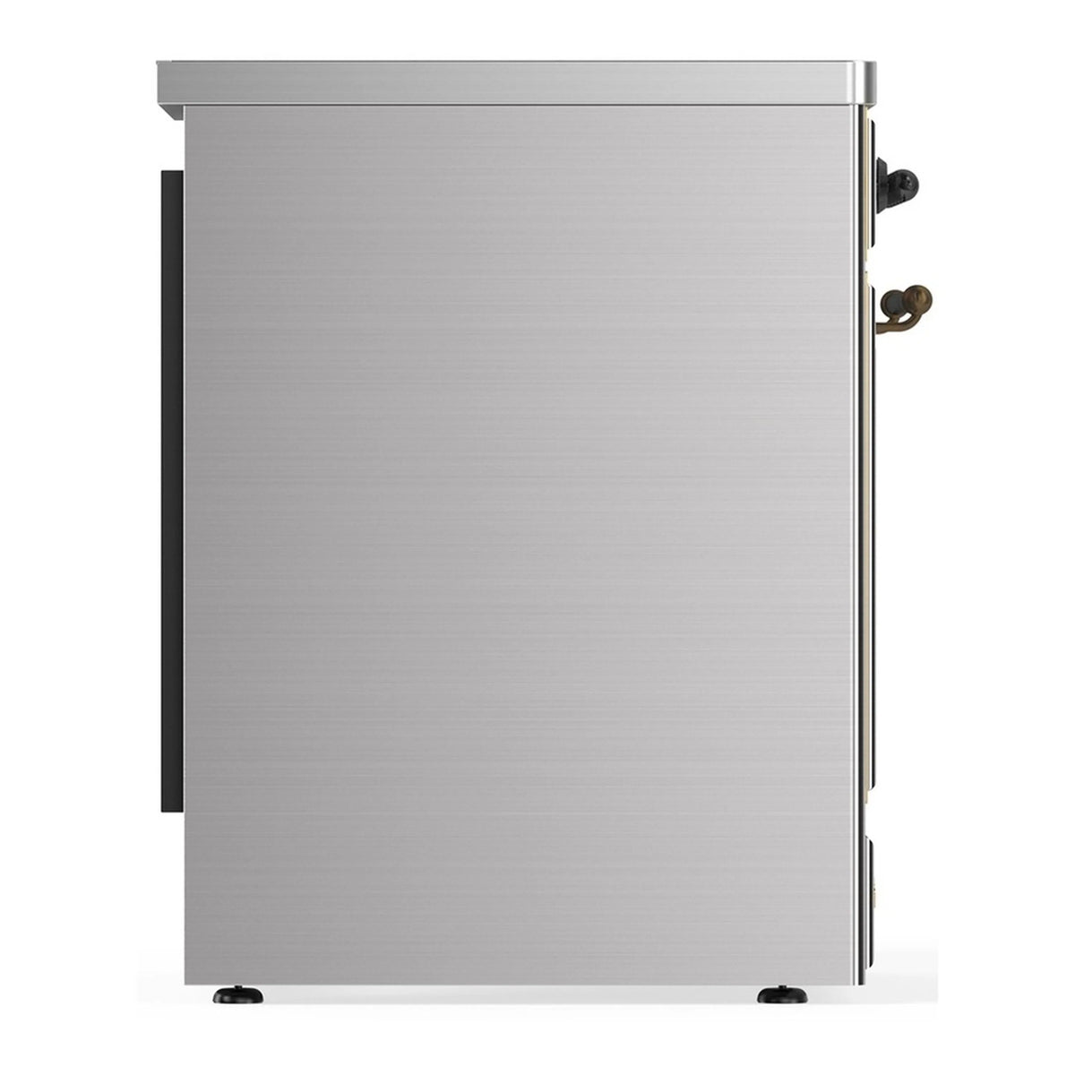 Stainless steel oven door panel with side handle hardware and bottom feet