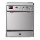 ILVE Majestic III 30-Inch Induction Range with 4 Induction Elements and Solid Door Electric Oven in Stainless Steel with Chrome Trim (UMIB30QNR3SSC)
