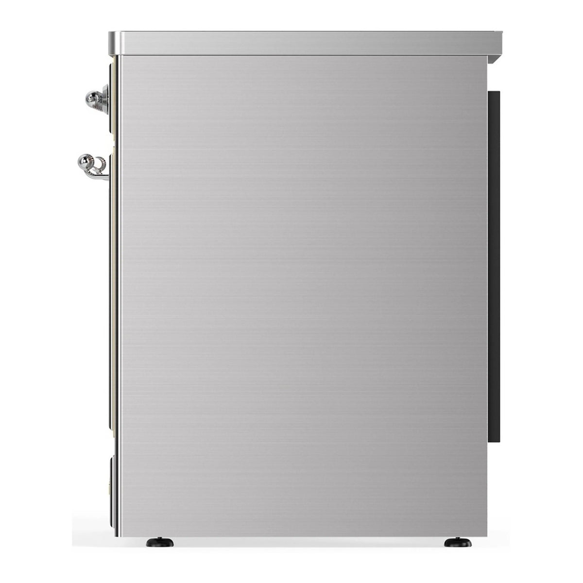 Stainless steel side panel of induction range with handle and hinge hardware