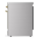 ILVE Majestic III 30-Inch Induction Range with 4 Induction Elements and Solid Door Electric Oven in Stainless Steel with Brass Trim (UMIB30QNR3SSG)
