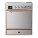 ILVE Majestic III 30-Inch Induction Range with 4 Induction Elements and Solid Door Electric Oven in Stainless Steel with Copper Trim (UMIB30QNR3SSP)
