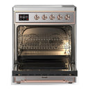 ILVE Majestic III 30-Inch Induction Range with 4 Induction Elements and Solid Door Electric Oven in Stainless Steel with Copper Trim (UMIB30QNR3SSP)