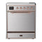 ILVE Majestic III 30-Inch Induction Range with 4 Induction Elements and Solid Door Electric Oven in Stainless Steel with Copper Trim (UMIB30QNR3SSP)