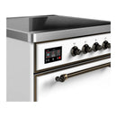 ILVE Majestic III 30-Inch Induction Range with 4 Induction Elements and Solid Door Electric Oven in White with Burnished Trim (UMIB30QNR3WHB)