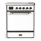 ILVE Majestic III 30-Inch Induction Range with 4 Induction Elements and Solid Door Electric Oven in White with Burnished Trim (UMIB30QNR3WHB)
