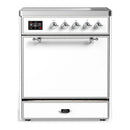 ILVE Majestic III 30-Inch Induction Range with 4 Induction Elements and Solid Door Electric Oven in White with Chrome Trim (UMIB30QNR3WHC)