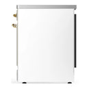 ILVE Majestic III 30-Inch Induction Range with 4 Induction Elements and Solid Door Electric Oven in White with Brass Trim (UMIB30QNR3WHG)