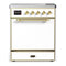 ILVE Majestic III 30-Inch Induction Range with 4 Induction Elements and Solid Door Electric Oven in White with Brass Trim (UMIB30QNR3WHG)