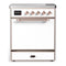 ILVE Majestic III 30-Inch Induction Range with 4 Induction Elements and Solid Door Electric Oven in White with Copper Trim (UMIB30QNR3WHP)