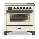 ILVE Majestic III 36-Inch Induction Range with 6 Induction Elements and Triple Glass Door Electric Oven in Antique White with Burnished Trim (UMIB36NR3AWB)