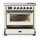 ILVE Majestic III 36-Inch Induction Range with 6 Induction Elements and Triple Glass Door Electric Oven in Antique White with Burnished Trim (UMIB36NR3AWB)