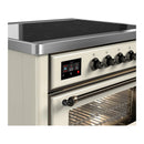 ILVE Majestic III 36-Inch Induction Range with 6 Induction Elements and Triple Glass Door Electric Oven in Antique White with Burnished Trim (UMIB36NR3AWB)