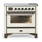 ILVE Majestic III 36-Inch Induction Range with 6 Induction Elements and Triple Glass Door Electric Oven in Antique White with Burnished Trim (UMIB36NR3AWB)