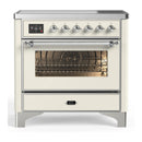 ILVE Majestic III 36-Inch Induction Range with 6 Induction Elements and Triple Glass Door Electric Oven in Antique White with Chrome Trim (UMIB36NR3AWC)