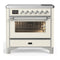 ILVE Majestic III 36-Inch Induction Range with 6 Induction Elements and Triple Glass Door Electric Oven in Antique White with Chrome Trim (UMIB36NR3AWC)