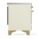 ILVE Majestic III 36-Inch Induction Range with 6 Induction Elements and Triple Glass Door Electric Oven in Antique White with Brass Trim (UMIB36NR3AWG)
