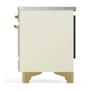 ILVE Majestic III 36-Inch Induction Range with 6 Induction Elements and Triple Glass Door Electric Oven in Antique White with Brass Trim (UMIB36NR3AWG)