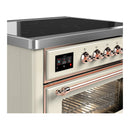 ILVE Majestic III 36-Inch Induction Range with 6 Induction Elements and Triple Glass Door Electric Oven in Antique White with Copper Trim (UMIB36NR3AWP)