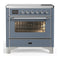 ILVE Majestic III 36-Inch Induction Range with 6 Induction Elements and Triple Glass Door Electric Oven in Blue Grey with Chrome Trim (UMIB36NR3BGC)