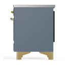 ILVE Majestic III 36-Inch Induction Range with 6 Induction Elements and Triple Glass Door Electric Oven in Blue Grey with Brass Trim (UMIB36NR3BGG)